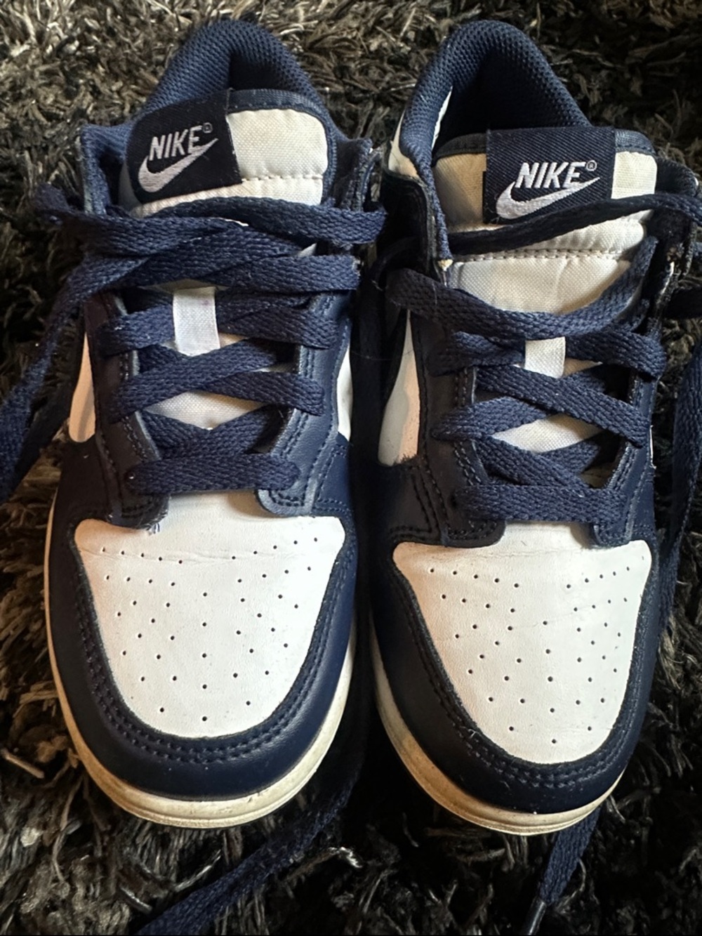 Nike Kids Navy and White Lace-Up dunks